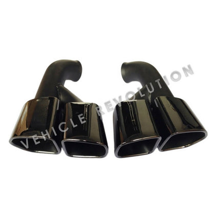 Porsche Cayenne Turbo Style 958 Black Titanium Exhaust Tips 2015-2017