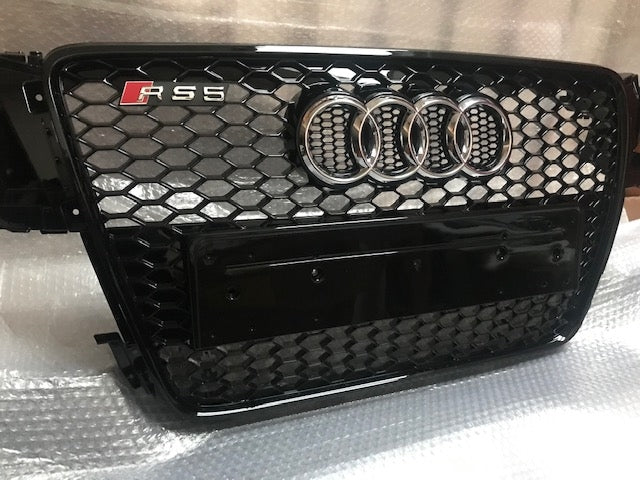 Audi S5 A5 RS5  Black Grille, Black Frame, Chrome Rings 2008 - 2012