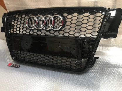 Audi S5 A5 RS5  Black Grille, Black Frame, Chrome Rings 2008 - 2012